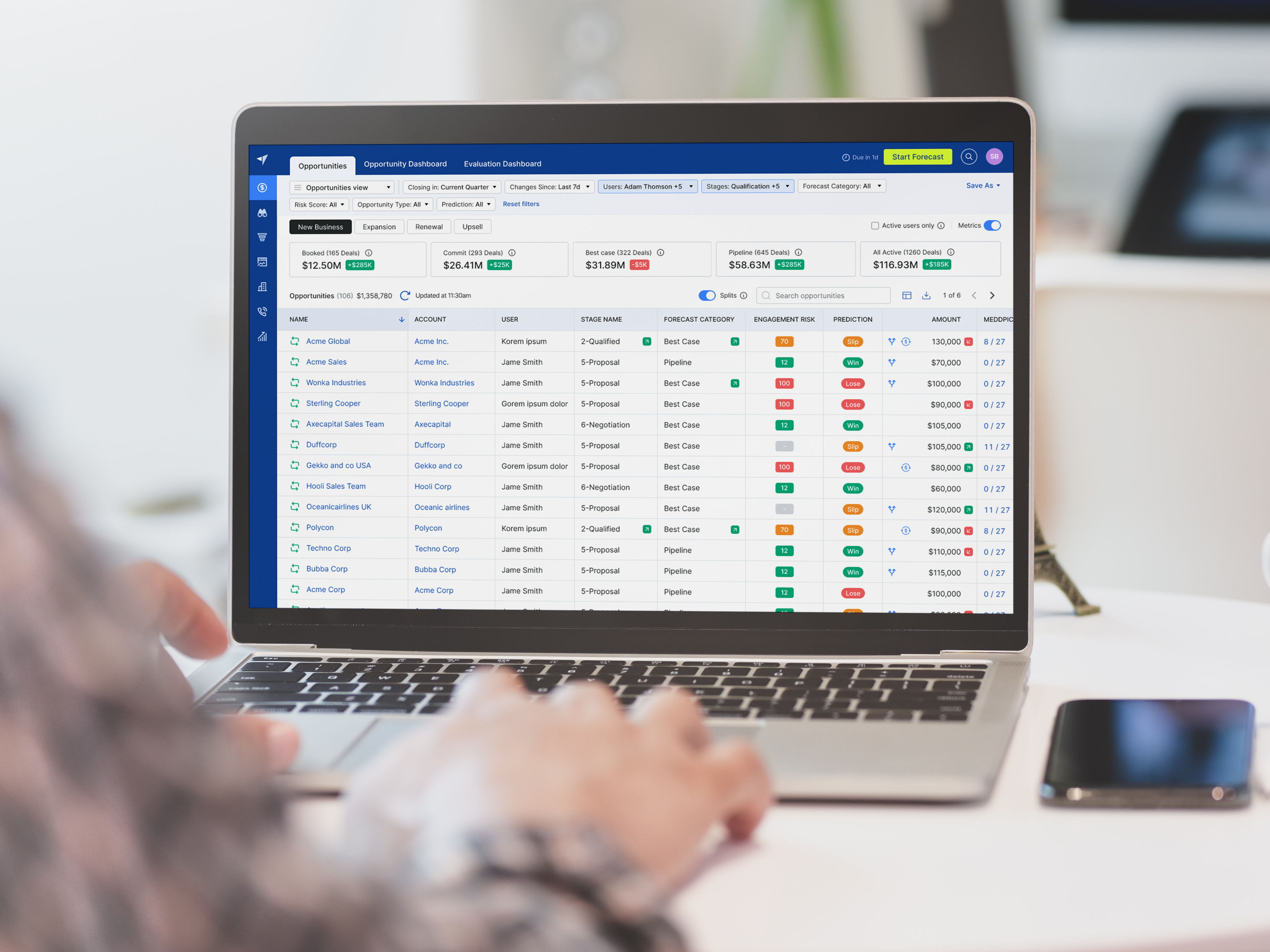 Consumption forecasting displayed on a laptop using BoostUp's dashboard.